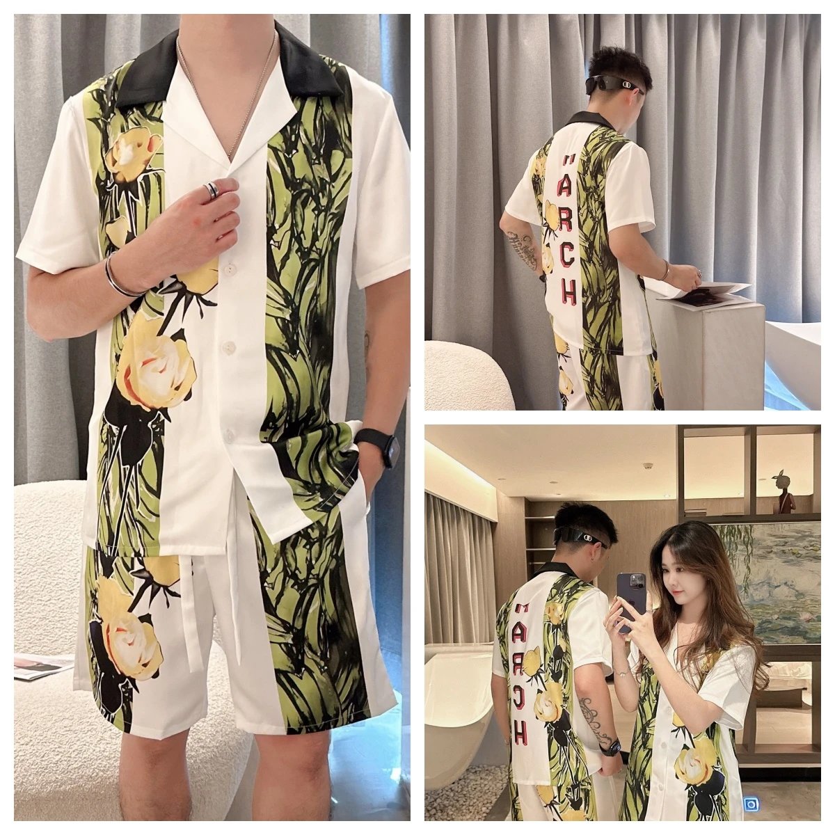 Floral Print Contrast Collar S