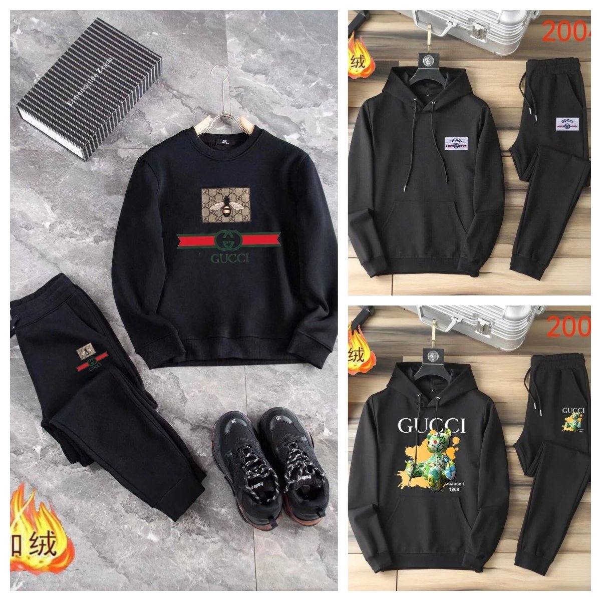Gucci Black Hoodie and Sweatpa