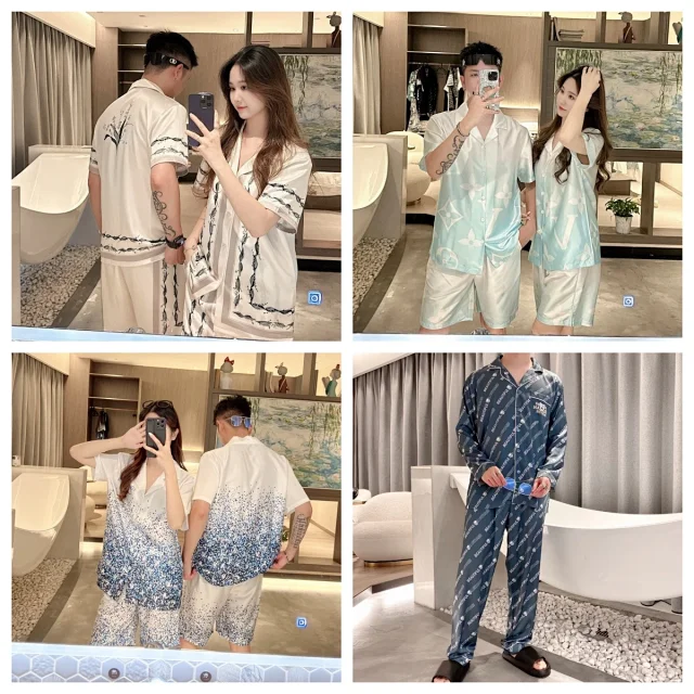 Unbranded Matching Sets Short-Sleeve Button-Up Shirt and Shorts Pajama Set product detail image 1