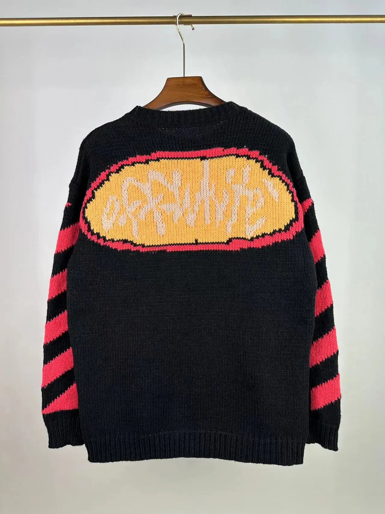 Off-White Arrow Print Mohair Blend Sweater Gray - 18