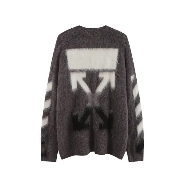 Off-White Arrow Print Mohair Blend Sweater Gray - 11
