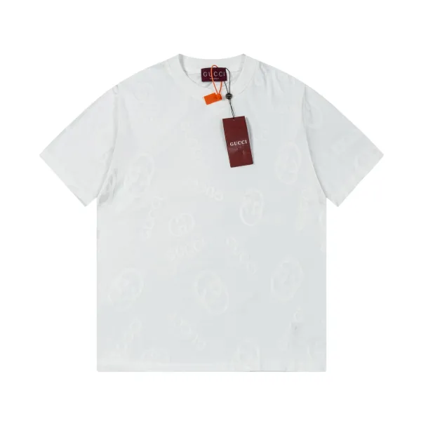 Gucci GG Monogram Jacquard Polo White Polo Shirt - 69