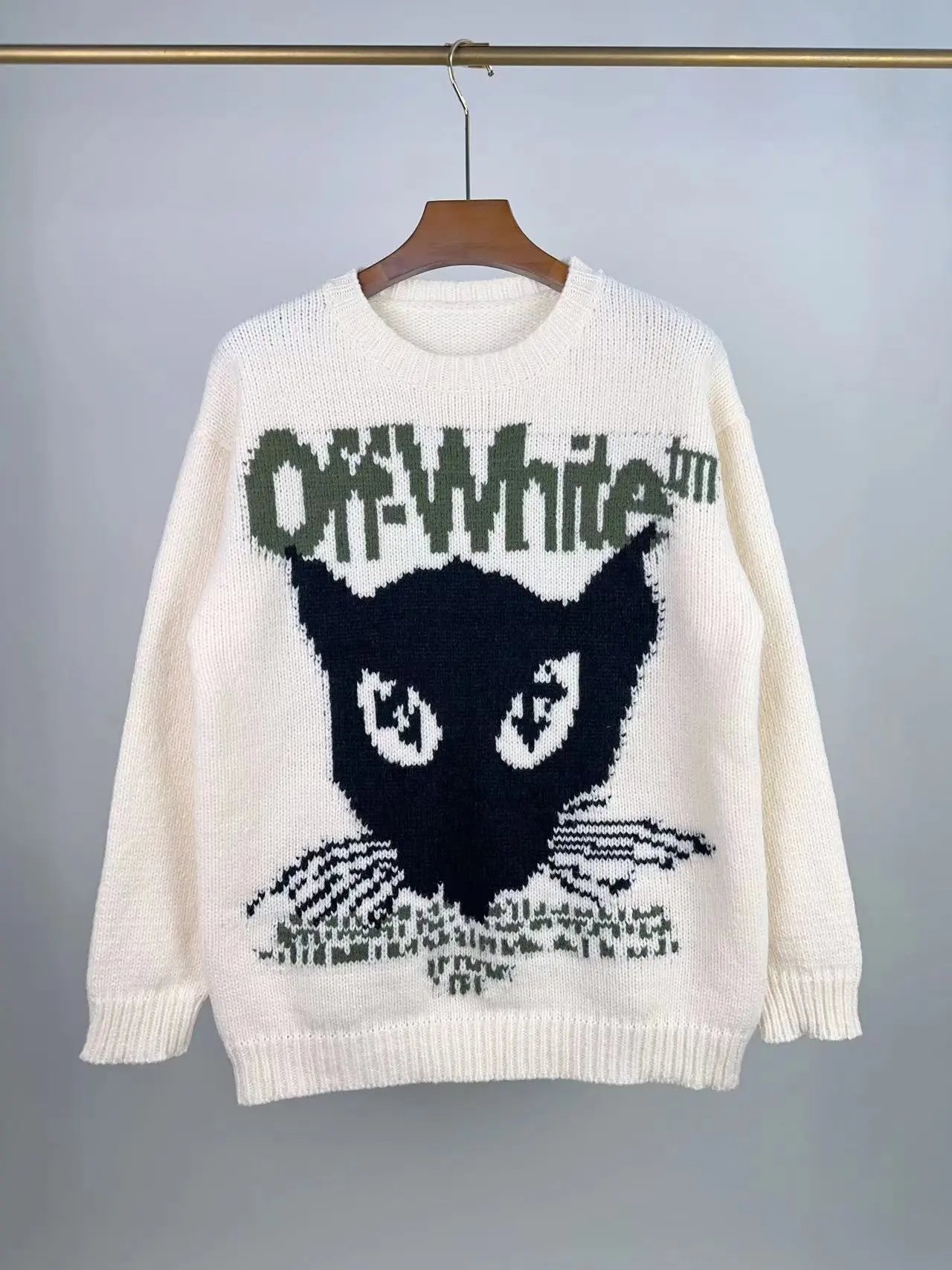 Off-White Arrow Print Mohair Blend Sweater Gray - 13
