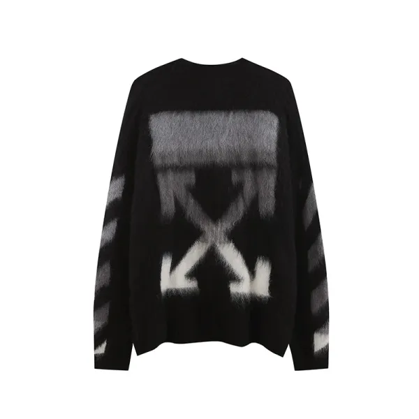 Off-White Arrow Print Mohair Blend Sweater Gray - 10