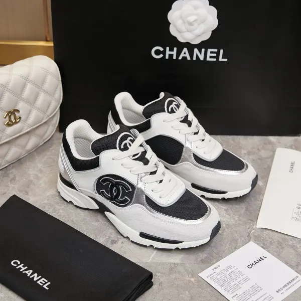 Chanel CC Logo Knit Sneakers Navy Blue Sneakers - 11