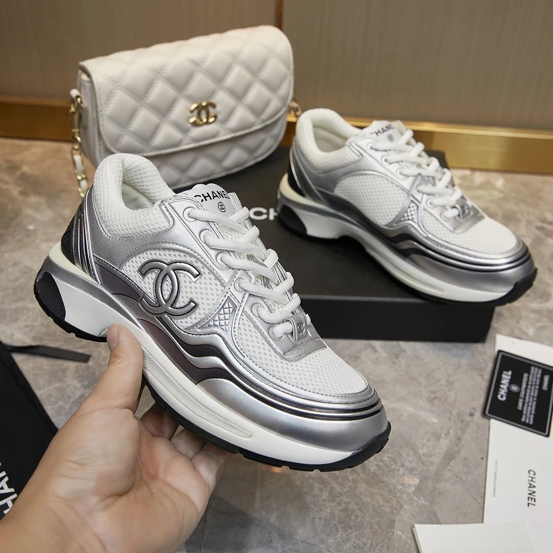 Chanel CC Runner Pink and Burgundy Leather Sneakers - 37