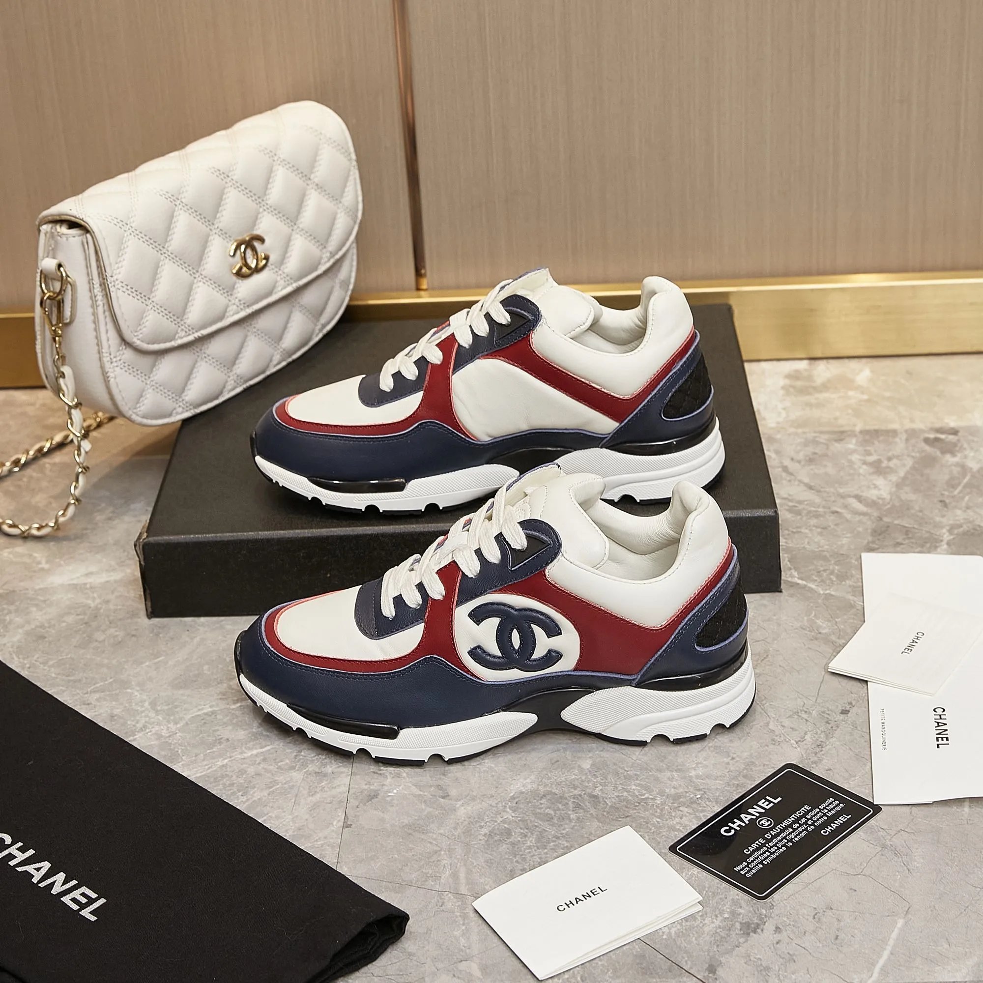 Chanel CC Runner Pink and Burgundy Leather Sneakers - 45
