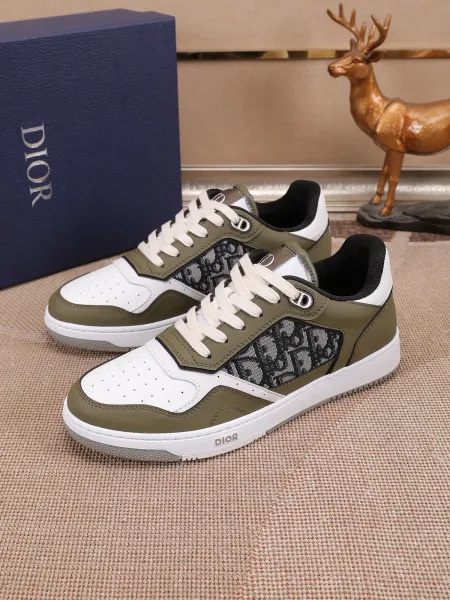 Dior B23 Oblique Olive Green and White Sneakers - 12