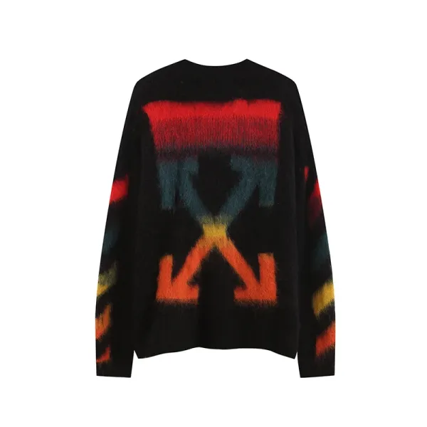 Off-White Arrow Print Mohair Blend Sweater Gray - 7