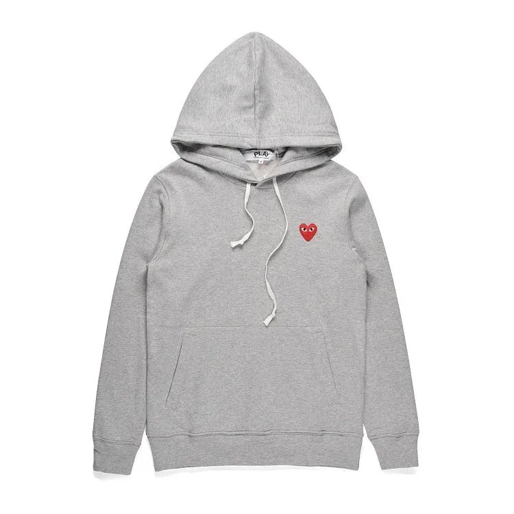 Front Small Red Heart Terry Cardigan Gray