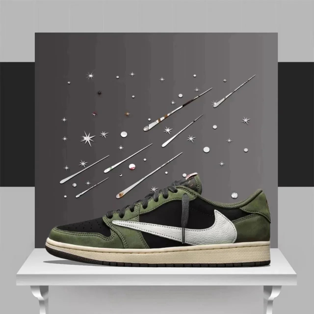 Pure Original AJ1 Low - Olive Green Reverse Hook
