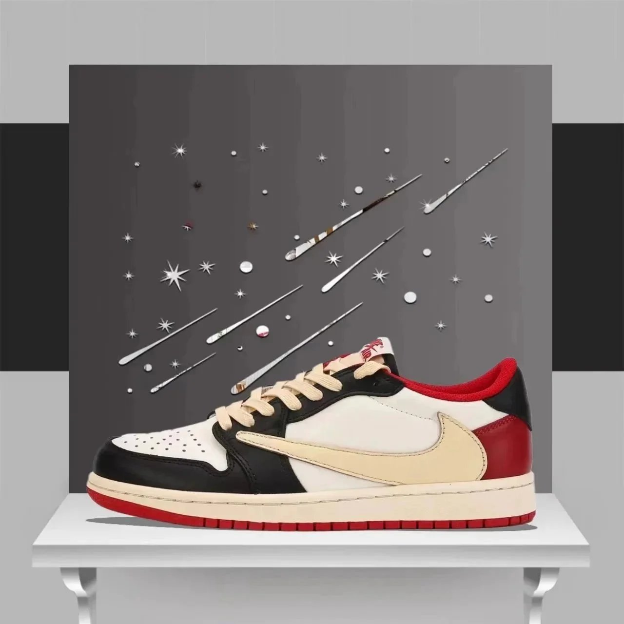 Pure Original AJ1 Low - Black Red Reverse Hook