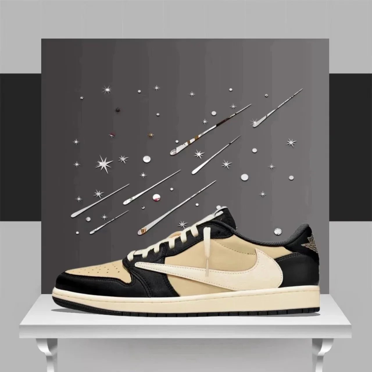 Pure Original AJ1 Low - Beige Black Reverse Hook