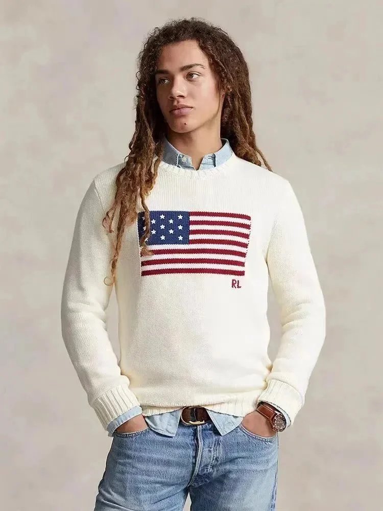 American Flag Sweater White