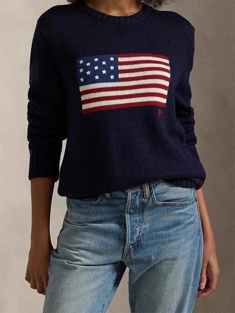 American Flag Sweater Blue