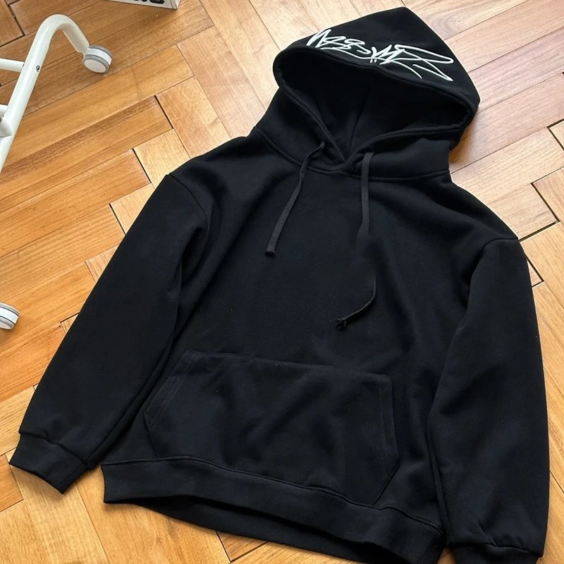 Cursive Embroidered Hat and Velvet Hoodie