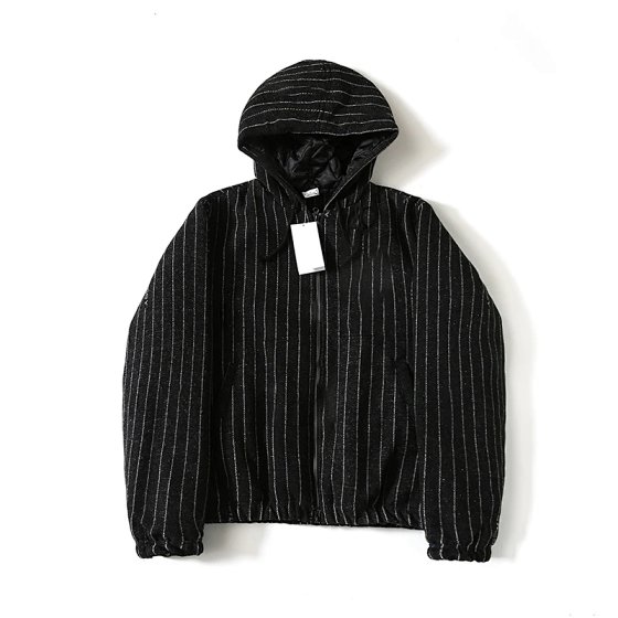 Wool striped hooded jacket jacket