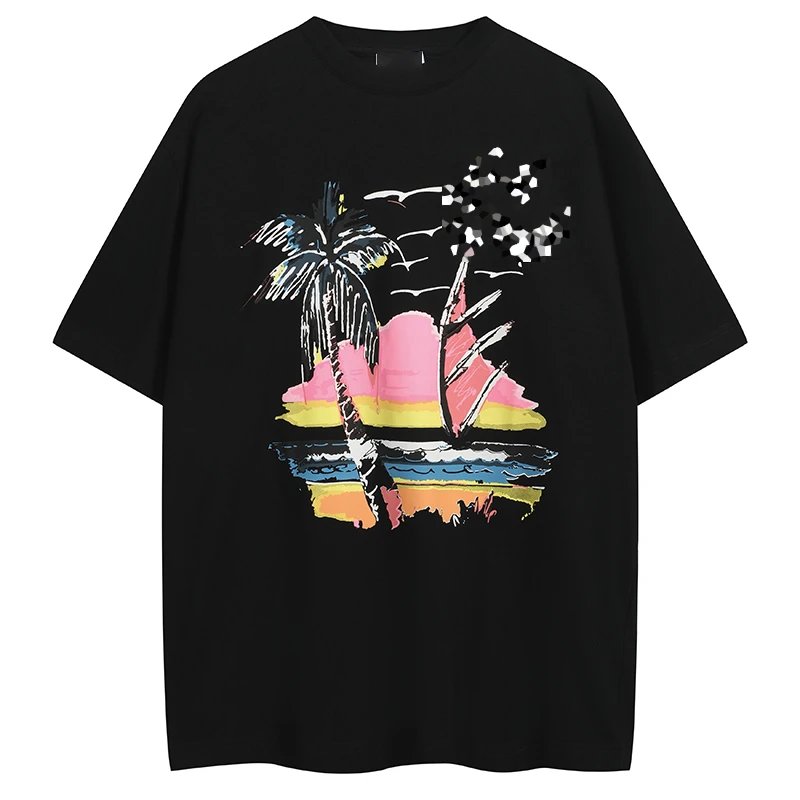 Sunset Coconut Tree Beach Short Sleeve T-Shirt
