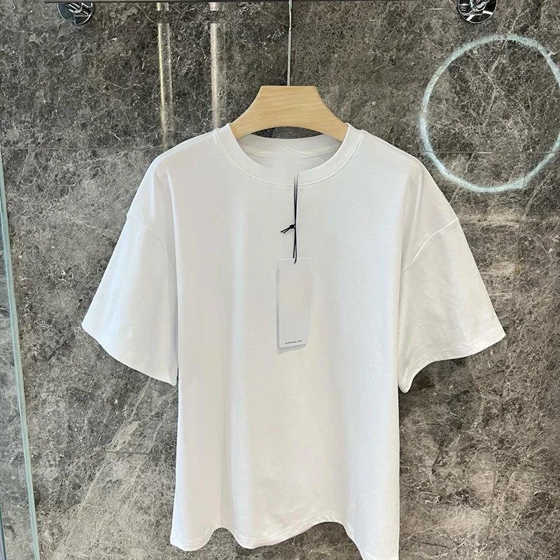 Solid color silver hot stamping small logo short sleeved T-shirt