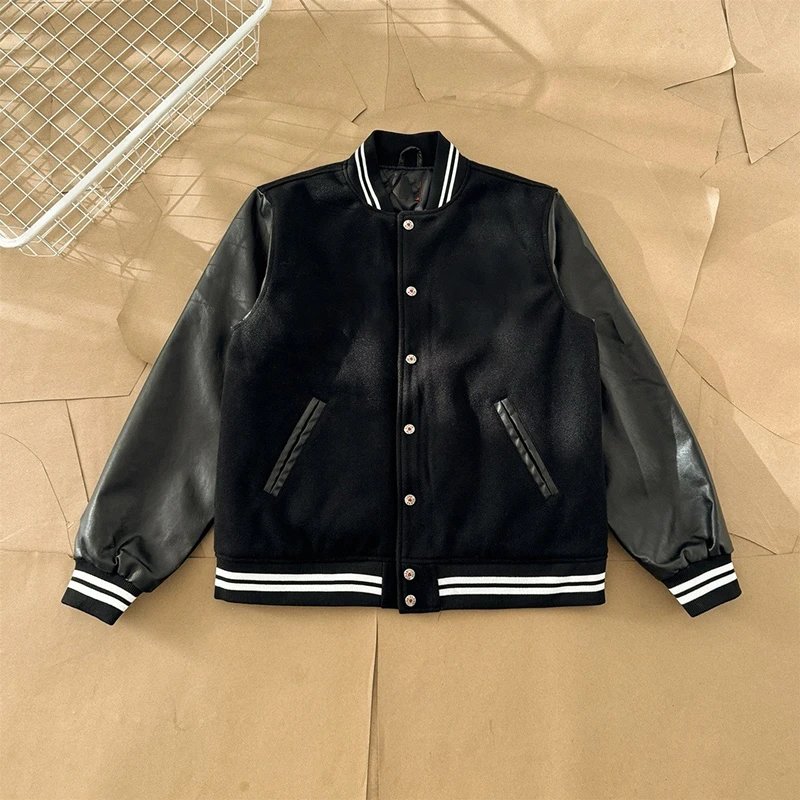 Co-Branded Retro Leather Sleeve Baseball Jacket