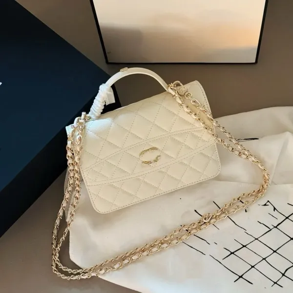 Chanel Mini Flap Bag White Quilted Leather Chain Shoulder Bag - 1