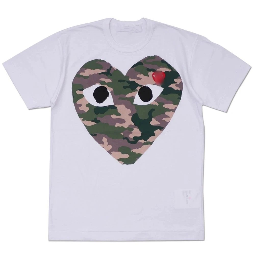 Comme des Garçons White Camo Heart T-Shirt