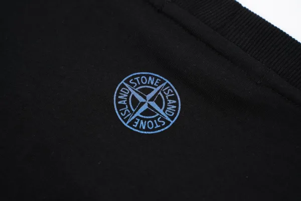 Stone Island Logo Embroidered Black T-Shirt - 5