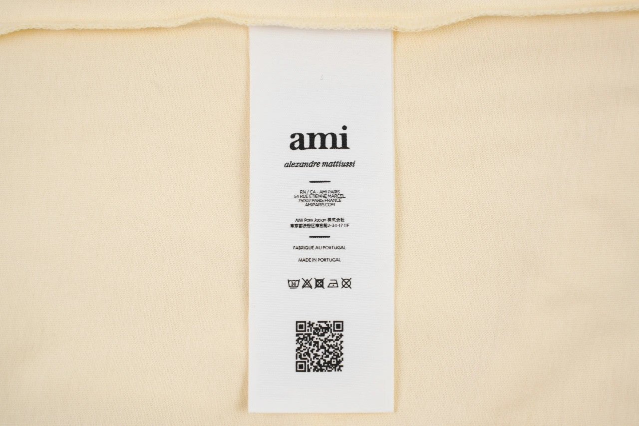 Ami Paris Heart Logo Embroidered Yellow T-Shirt - 3