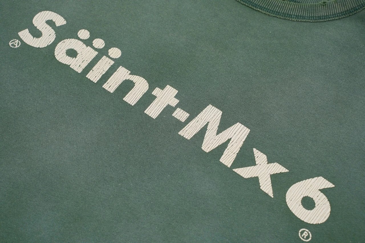 Design Saint-Mx6 Distressed Oversized Sweatshirt Olive Green Hoodie - 8