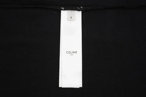 Celine Triomphe Logo Black Polo with White Trim Polo Shirt - 3