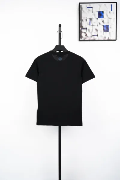 Stone Island Logo Embroidered Black T-Shirt - 11