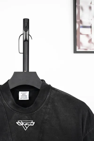 Vetements Logo Print Washed Black T-Shirt - 9