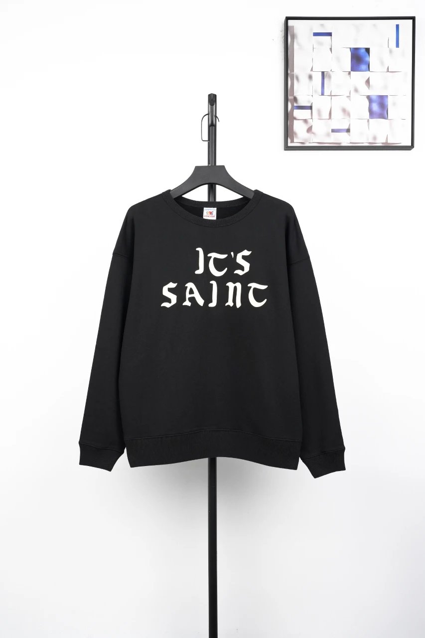 Design 'It's Saint' Gothic Print Black Hoodie - 3