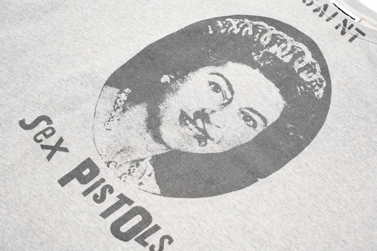 Saint Laurent x Sex Pistols Queen Elizabeth II Graphic Sweatshirt Gray Hoodie - 7