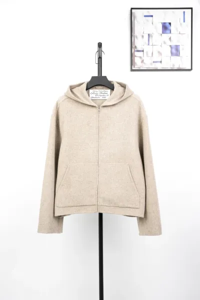 Acne Studios Zip-Up Hoodie Beige - 1