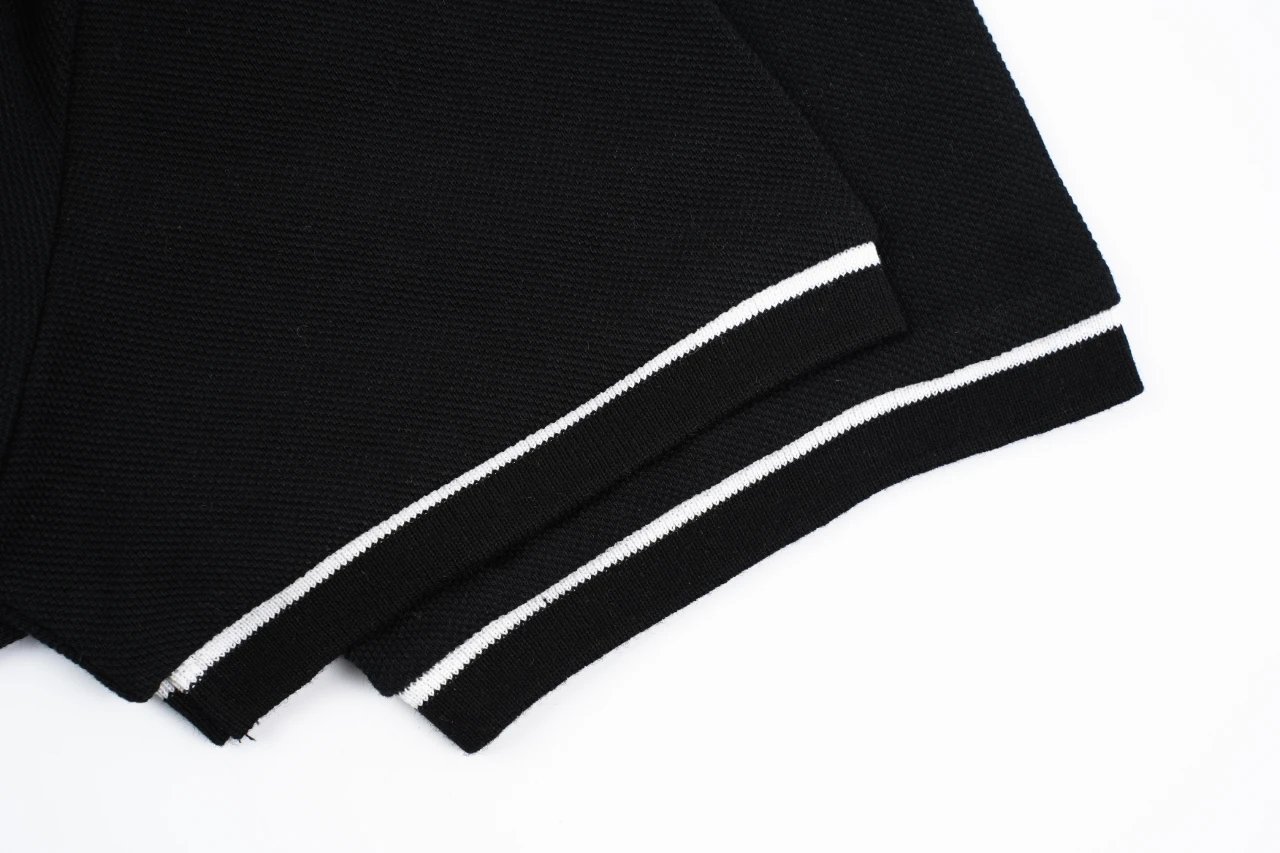 Celine Triomphe Logo Black Polo with White Trim Polo Shirt - 4