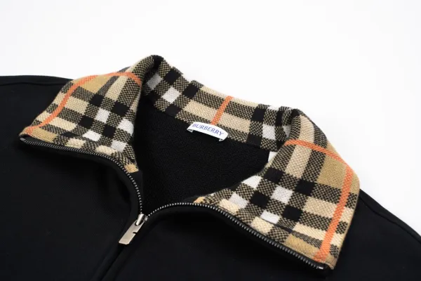 Burberry Half-Zip Sweatshirt with Iconic Check Collar Black - 6