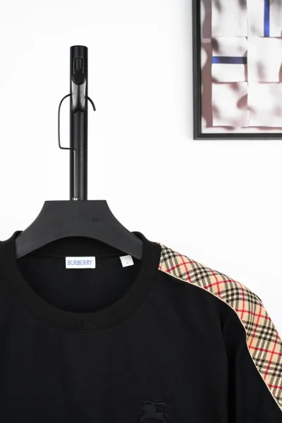 Burberry Check-Panel T-Shirt Black - 10