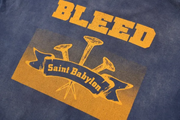 Design Long Sleeve Tee with Gold Graphic Print Navy T-Shirts - 10