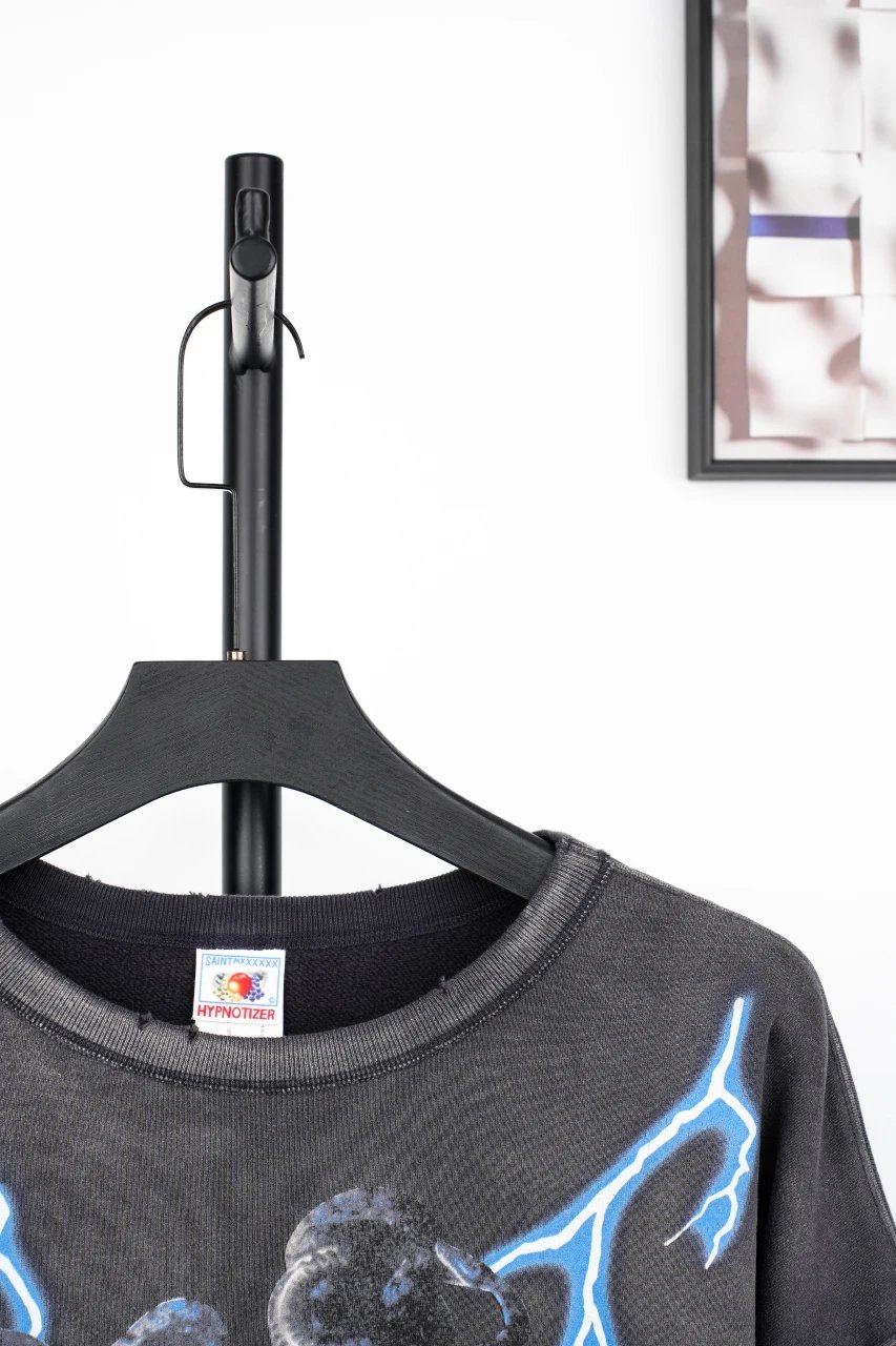 Design Medusa Lightning Graphic Oversized Sweatshirt Hoodie - 5