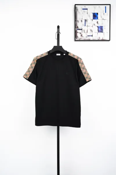 Burberry Check-Panel T-Shirt Black - 1