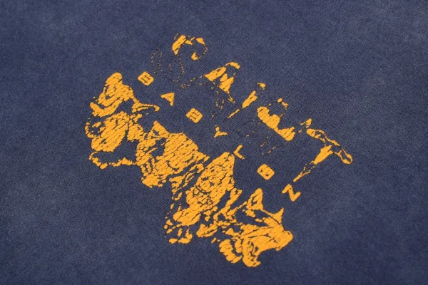 Design Long Sleeve Tee with Gold Graphic Print Navy T-Shirts - 7
