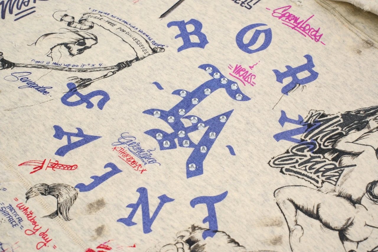 Gallery Dept x Born X Raised Distressed Graffiti Hoodie Beige - 7
