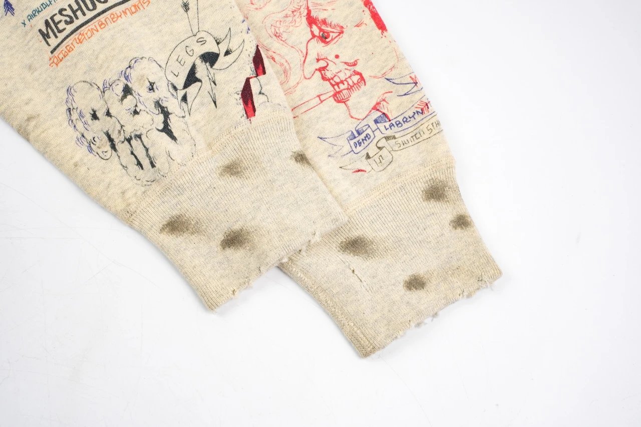 Gallery Dept x Born X Raised Distressed Graffiti Hoodie Beige - 9