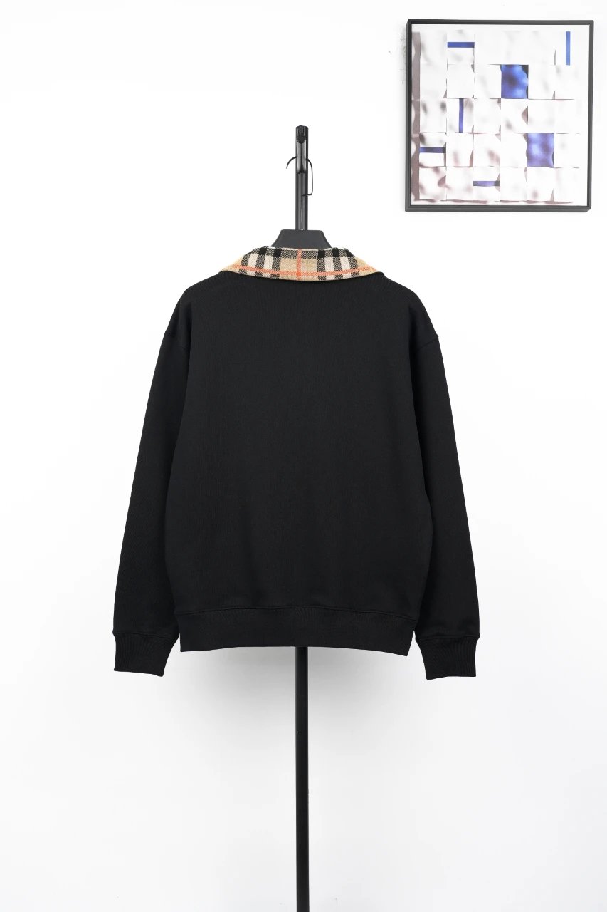 Burberry Half-Zip Sweatshirt with Iconic Check Collar Black - 4