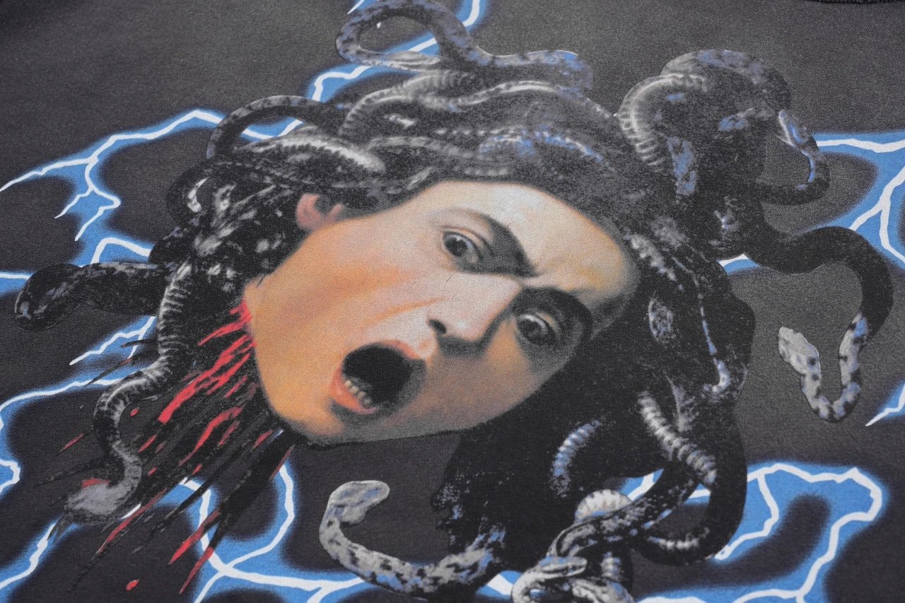 Design Medusa Lightning Graphic Oversized Sweatshirt Hoodie - 7