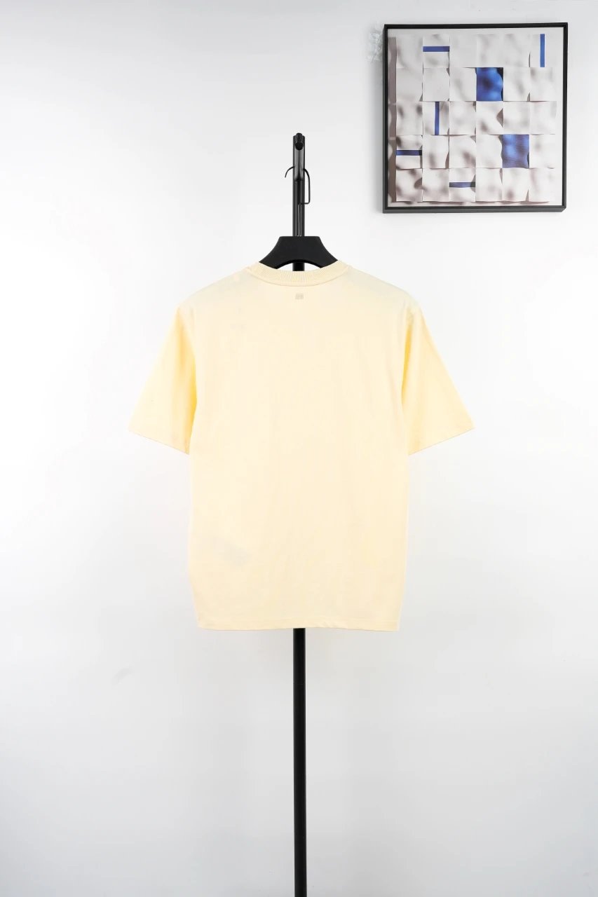 Ami Paris Heart Logo Embroidered Yellow T-Shirt - 10