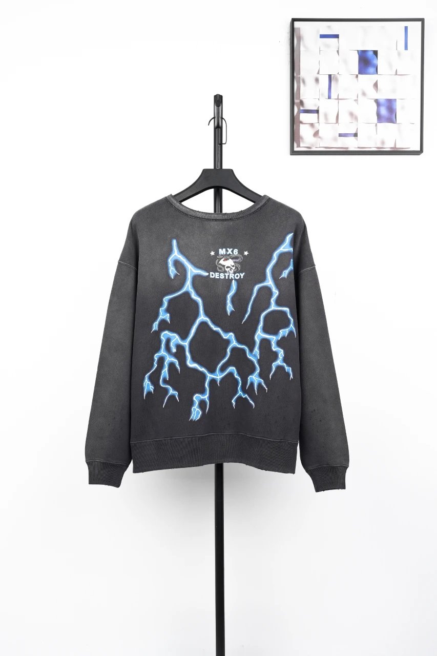 Design Medusa Lightning Graphic Oversized Sweatshirt Hoodie - 4