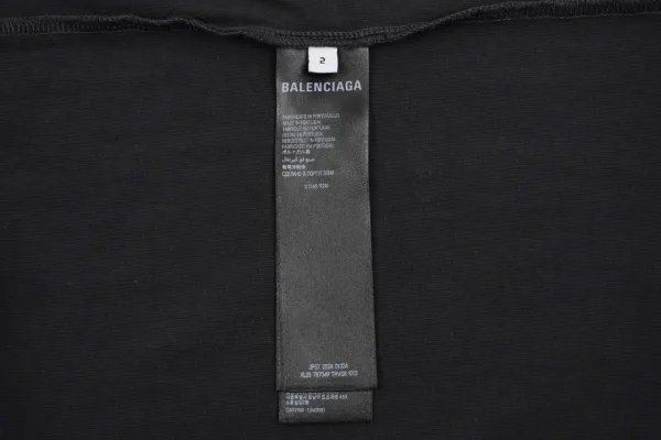 Balenciaga Distressed Logo Print Black T-Shirt - 3