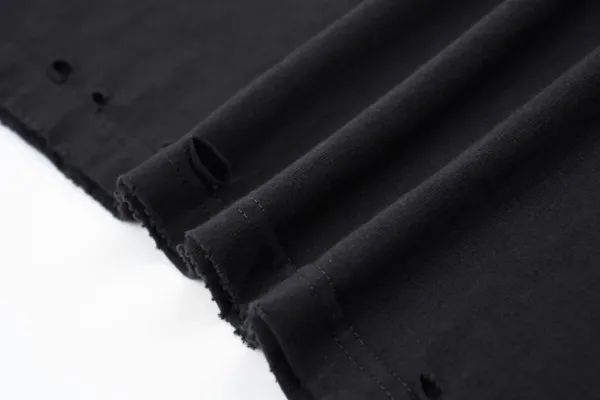 Balenciaga Distressed Logo Print Black T-Shirt - 6